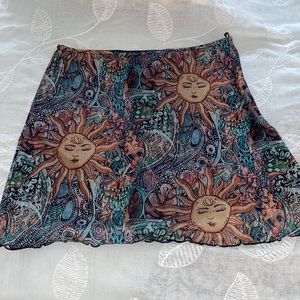 SHEIN CURVE SKIRT 1XL SUN AND MOON DESIGN